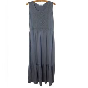 Mododoc Women’s Xs Gray Maxi Dress Sleeveless Stretch Embroidery